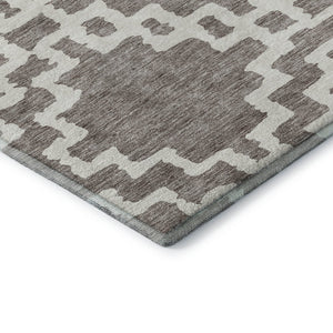 HomeRoots 10' X 14' Taupe and Ivory Abstract Geometric Area Rug - Washable, UV-Protected, Durable Design! 671750