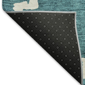 HomeRoots 8' X 10' Teal and Ivory Geometric Area Rug - Stylish, Washable, Pet-Friendly with UV Protection 671754