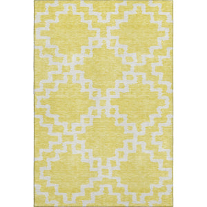 HomeRoots 9' X 12' Yellow & Ivory Abstract Geometric Washable Area Rug – Durable, UV-Protected & Stylish Home Accent 671761
