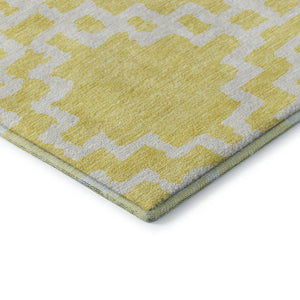 HomeRoots 9' X 12' Yellow & Ivory Abstract Geometric Washable Area Rug – Durable, UV-Protected & Stylish Home Accent 671761