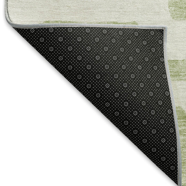 HomeRoots 8' X 10' Luxurious Artichoke Green & Ivory Washable Area Rug - Geometric Design with UV Protection! 671766