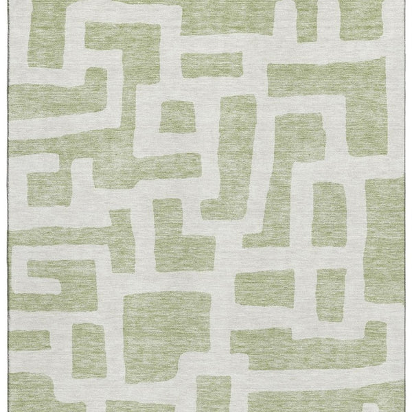 HomeRoots 9' X 12' Artichoke Green & Ivory Abstract Area Rug – Washable, UV Protected, Durable for Any Space! 671767