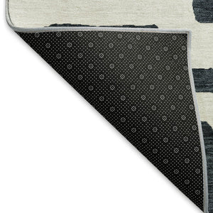 HomeRoots 9' X 12' Black And Ivory Washable Area Rug - Durable Geometric Design with UV Protection for Any Room 671773