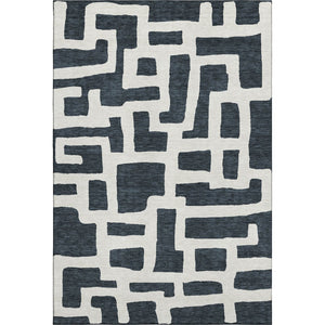 HomeRoots 10' X 14' Black & Ivory Modern Abstract Geometric Area Rug – Stain Resistant, UV Protected & Washable! 671774