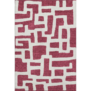 HomeRoots 9' X 12' Stylish Burgundy & Ivory Abstract Geometric Washable Area Rug with UV Protection & Durability 671785