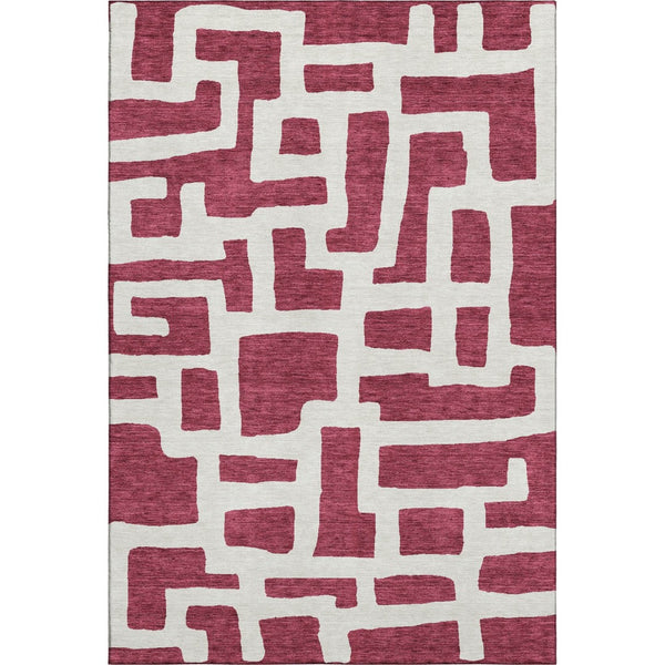 HomeRoots 9' X 12' Stylish Burgundy & Ivory Abstract Geometric Washable Area Rug with UV Protection & Durability 671785