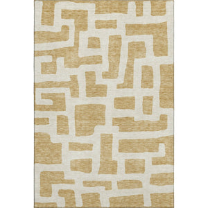 HomeRoots 8' X 10' Gold and Ivory Abstract Geometric Area Rug - Washable, UV Protected, Durable Style for Homes 671790