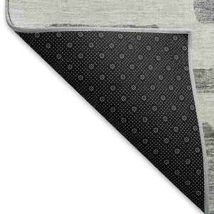 HomeRoots 8' Gray and Ivory Abstract Geometric Round Rug - Washable, UV Protected, Durable for Busy Homes! 671795