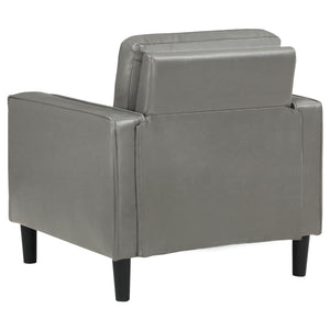 English Elm Farallone Upholstered Track Arm Accent Chair in Leatherette with Tapered Feet and Plush Support Grey B062P299959