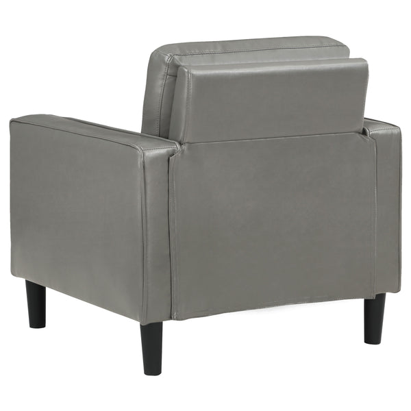 English Elm Farallone Upholstered Track Arm Accent Chair in Leatherette with Tapered Feet and Plush Support Grey B062P299959
