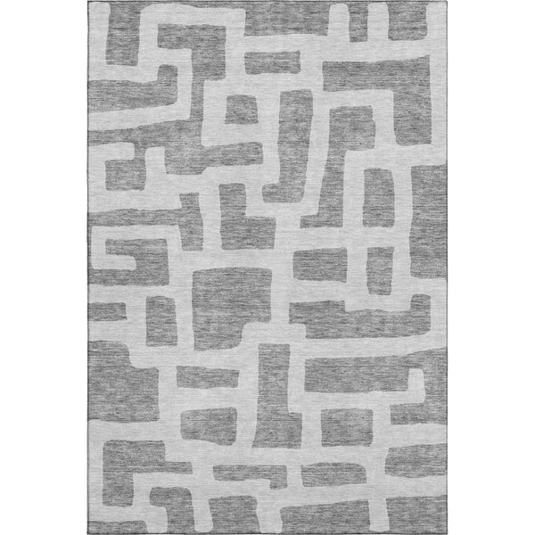 HomeRoots 8' X 10' Gray And Ivory Abstract Geometric Area Rug - UV Protected, Washable, Durable & Stylish Decor 671796