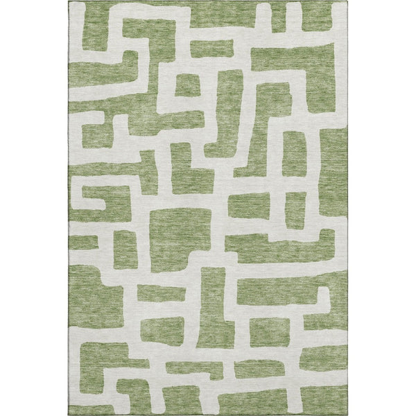 HomeRoots 8' X 10' Modern Green & Ivory Abstract Geometric Area Rug - Washable, UV Protected, Durable Design 671802