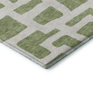 HomeRoots 8' X 10' Modern Green & Ivory Abstract Geometric Area Rug - Washable, UV Protected, Durable Design 671802