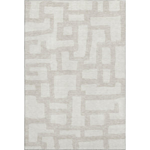 HomeRoots 8' X 10' Ivory and Beige Abstract Geometric Area Rug - Washable, UV-Protected, Soft & Durable Design 671808