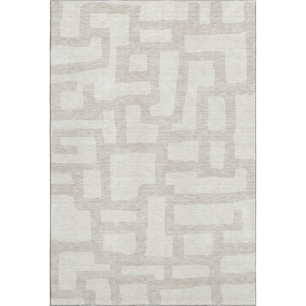 HomeRoots 8' X 10' Ivory and Beige Abstract Geometric Area Rug - Washable, UV-Protected, Soft & Durable Design 671808
