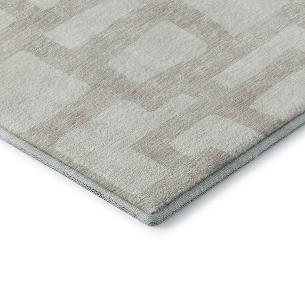HomeRoots 8' X 10' Ivory and Beige Abstract Geometric Area Rug - Washable, UV-Protected, Soft & Durable Design 671808