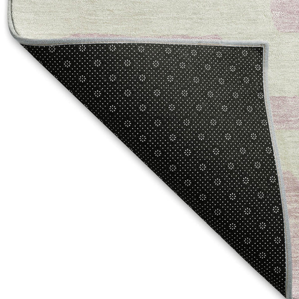 HomeRoots 5' X 8' Pink & Ivory Abstract Geometric Area Rug - Washable, UV Protected, Soft & Durable Design 671824