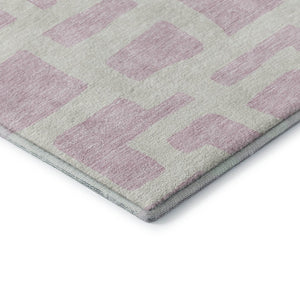 HomeRoots 5' X 8' Pink & Ivory Abstract Geometric Area Rug - Washable, UV Protected, Soft & Durable Design 671824