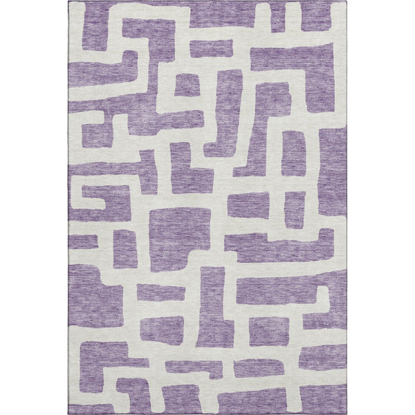 HomeRoots 8' X 10' Stylish Purple & Ivory Abstract Geometric Area Rug - Washable, UV Protected & Durable! 671832