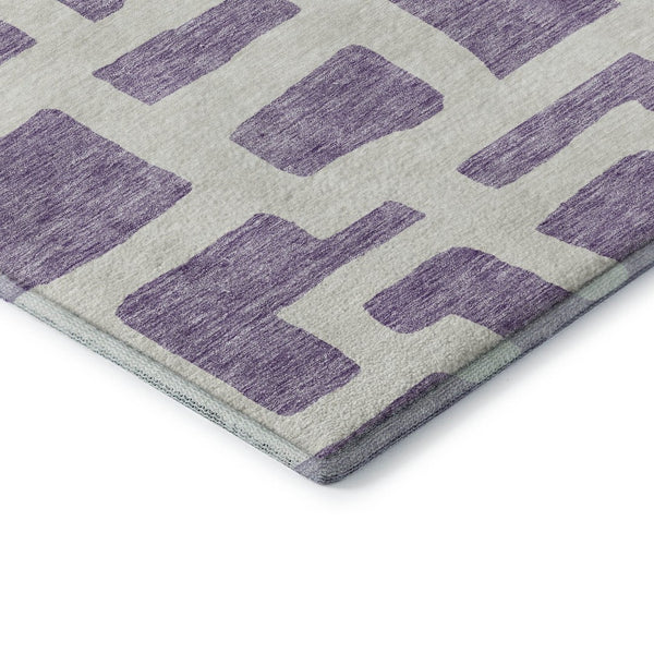 HomeRoots 8' X 10' Stylish Purple & Ivory Abstract Geometric Area Rug - Washable, UV Protected & Durable! 671832