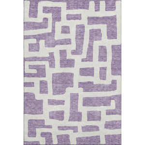 HomeRoots 10' X 14' Abstract Geometric Area Rug in Purple & Ivory - Washable, UV Protected, Stain Resistant! 671834
