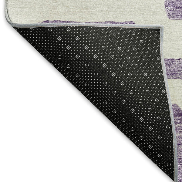 HomeRoots 10' X 14' Abstract Geometric Area Rug in Purple & Ivory - Washable, UV Protected, Stain Resistant! 671834