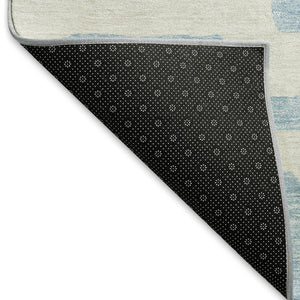 HomeRoots 5' X 8' Sky Blue Ivory Abstract Geometric Area Rug - Washable, UV Protected, Perfect for High Traffic Areas 671836