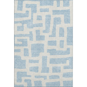 HomeRoots 9' X 12' Sky Blue & Ivory Geometric Area Rug - Washable, Stain-Resistant & UV Protected Comfort! 671839