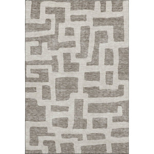 HomeRoots 10' X 14' Abstract Geometric Washable Area Rug – Stylish Taupe & Beige Design with UV Protection 671846