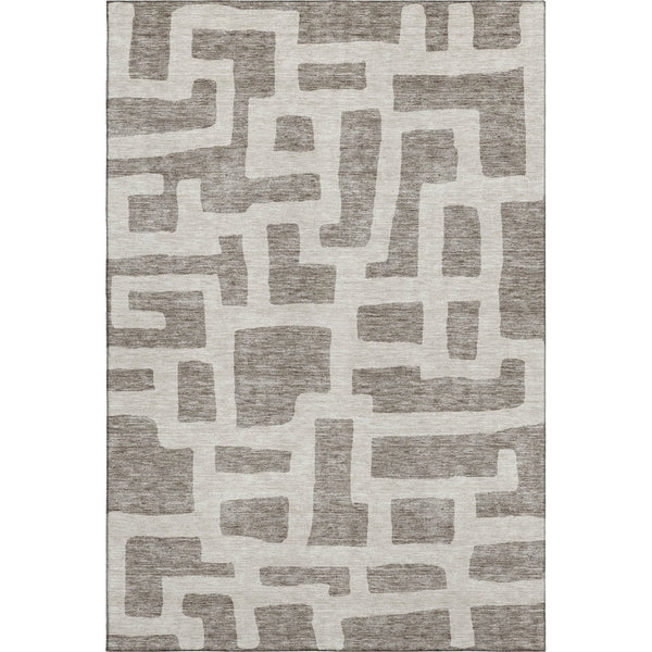 HomeRoots 10' X 14' Abstract Geometric Washable Area Rug – Stylish Taupe & Beige Design with UV Protection 671846