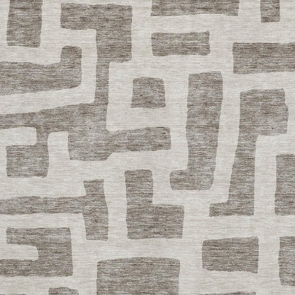 HomeRoots 10' X 14' Abstract Geometric Washable Area Rug – Stylish Taupe & Beige Design with UV Protection 671846