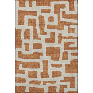 HomeRoots 5' X 8' Stylish Terra Cotta Abstract Area Rug - Washable, Stain-Resistant, UV Protected for Homes 671854
