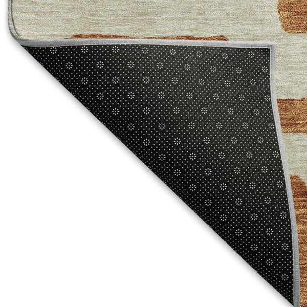 HomeRoots 9' X 12' Stylish Terra Cotta & Beige Abstract Area Rug - Washable, Durable, UV Protected, Modern Design 671857