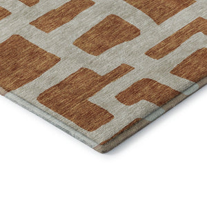 HomeRoots 9' X 12' Stylish Terra Cotta & Beige Abstract Area Rug - Washable, Durable, UV Protected, Modern Design 671857