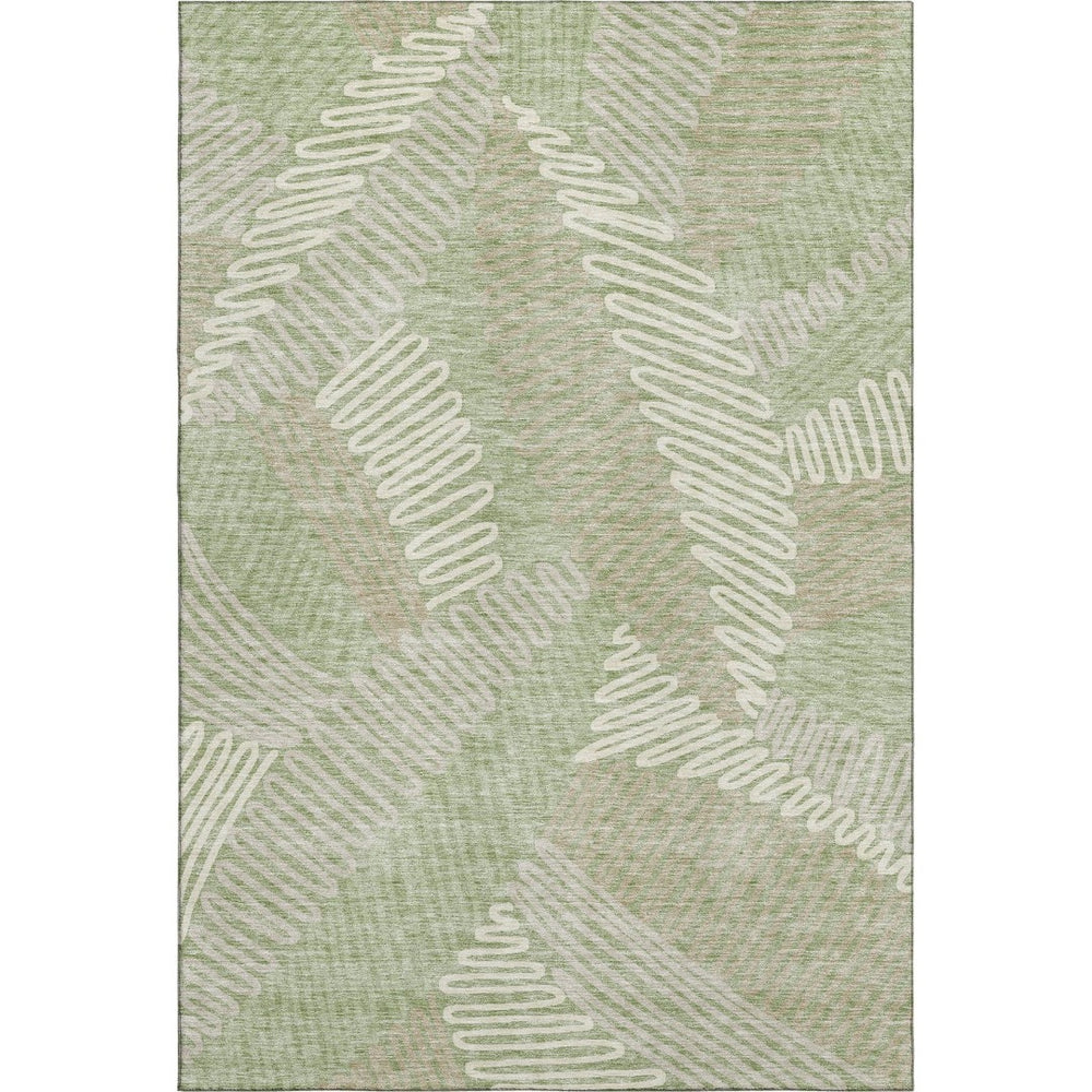 HomeRoots 8' X 10' Artichoke Green Floral Area Rug - Washable, UV Protected, Durable & Stylish for Any Room 671862