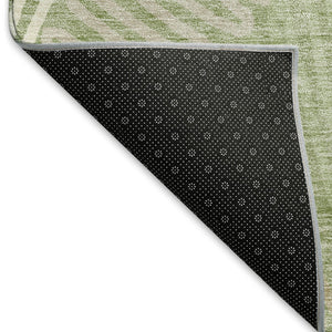 HomeRoots 8' X 10' Artichoke Green Floral Area Rug - Washable, UV Protected, Durable & Stylish for Any Room 671862