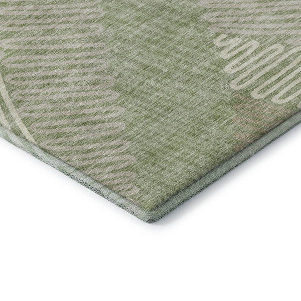 HomeRoots 8' X 10' Artichoke Green Floral Area Rug - Washable, UV Protected, Durable & Stylish for Any Room 671862