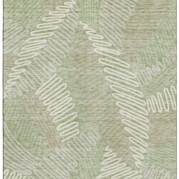 HomeRoots 8' X 10' Artichoke Green Floral Area Rug - Washable, UV Protected, Durable & Stylish for Any Room 671862