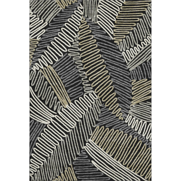 HomeRoots 8' X 10' Black Ivory and Gray Floral Washable Area Rug - Durable, Stylish, UV-Protected for Homes 671868