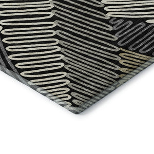 HomeRoots 8' X 10' Black Ivory and Gray Floral Washable Area Rug - Durable, Stylish, UV-Protected for Homes 671868
