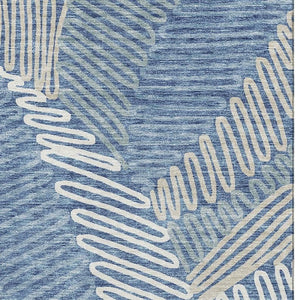 HomeRoots 5' X 8' Blue Ivory Gray Floral Area Rug – Washable, UV Protected, Stylish & Durable for Everyday Use 671872