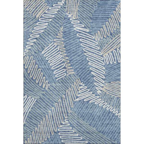HomeRoots 10' Blue Ivory Gray Floral Washable Area Rug - Durable, Stain-Resistant, UV Protected for Homes 671876