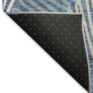 HomeRoots 10' Blue Ivory Gray Floral Washable Area Rug - Durable, Stain-Resistant, UV Protected for Homes 671876