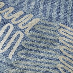 HomeRoots 10' Blue Ivory Gray Floral Washable Area Rug - Durable, Stain-Resistant, UV Protected for Homes 671876