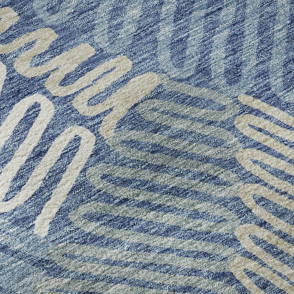 HomeRoots 10' Blue Ivory Gray Floral Washable Area Rug - Durable, Stain-Resistant, UV Protected for Homes 671876