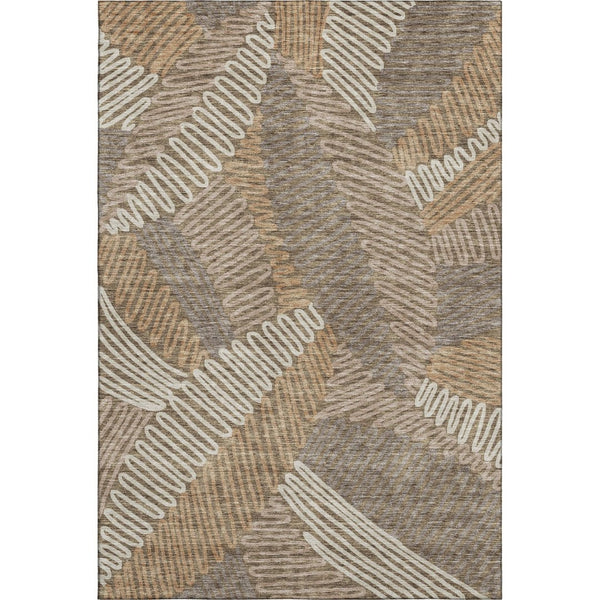 HomeRoots 5' X 8' Brown And Beige Floral Area Rug - Washable, Stain-Resistant, UV Protected for Modern Homes 671878
