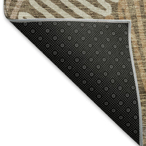 HomeRoots 5' X 8' Brown And Beige Floral Area Rug - Washable, Stain-Resistant, UV Protected for Modern Homes 671878