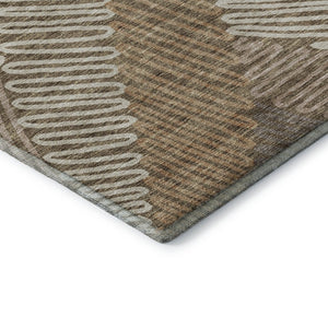 HomeRoots 5' X 8' Brown And Beige Floral Area Rug - Washable, Stain-Resistant, UV Protected for Modern Homes 671878