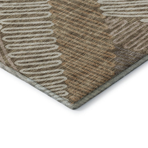 HomeRoots 5' X 8' Brown And Beige Floral Area Rug - Washable, Stain-Resistant, UV Protected for Modern Homes 671878