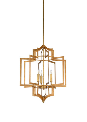 Wildwood Dover Antique Gold Leaf Chandelier — 22" Transitional Iron Fixture, Adjustable Height 6–42" 67188